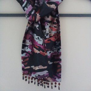 Women's art deco beaded fringe scarf.